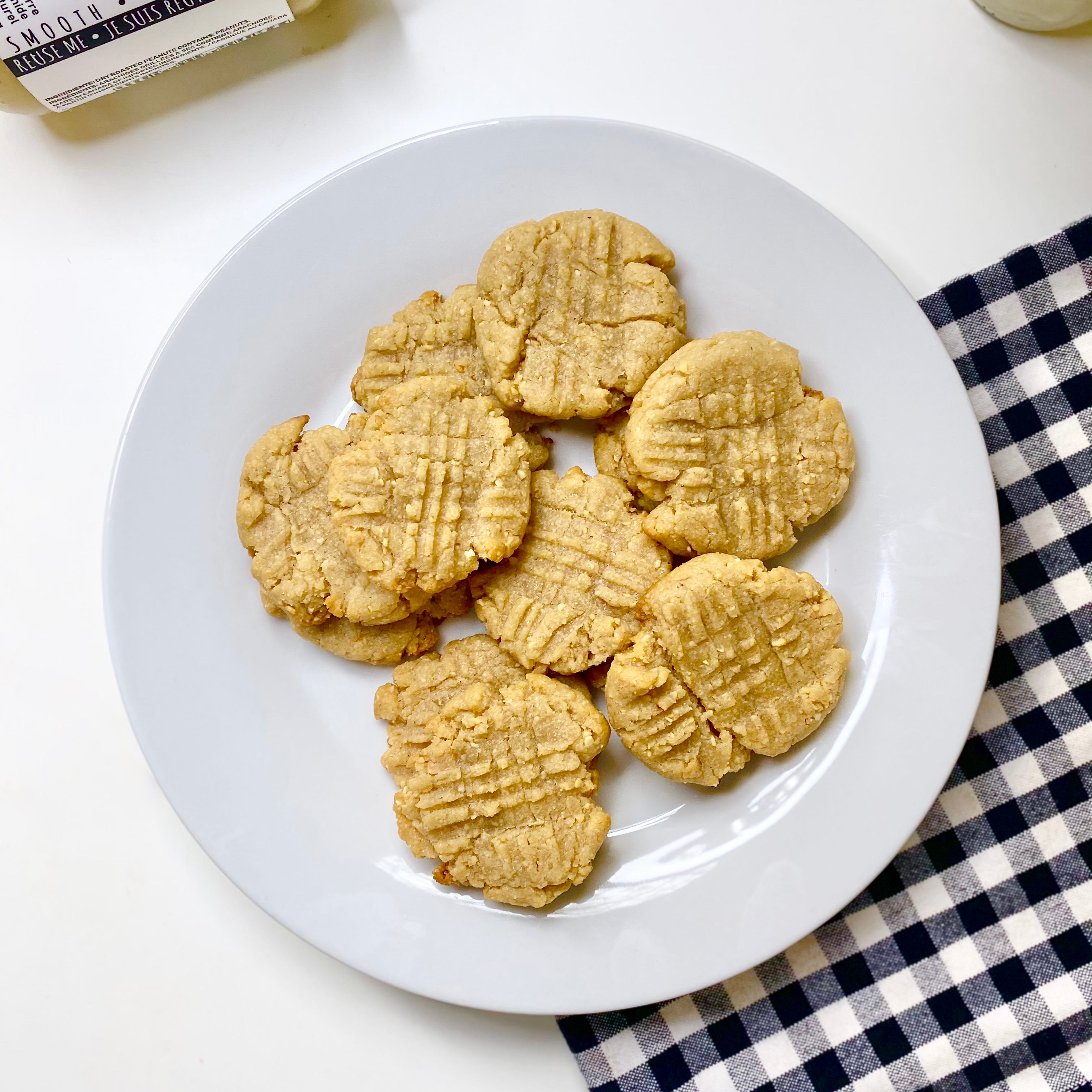 Plate of vegan keto peanut butter cookies